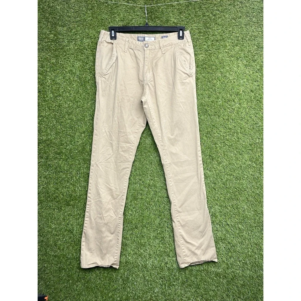 BKE Jake Pants Mens 33L 33x32 Tan Khaki Straight Leg Chino Y2K Casual Beige